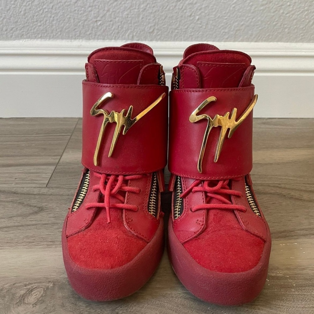 Giuseppe Zanotti Red Sneakers with Gold Details